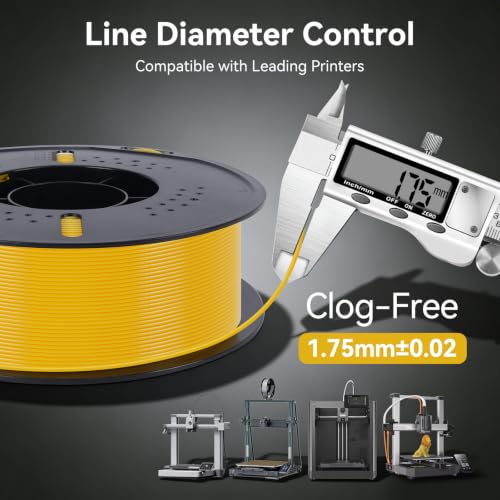 Image of Kingroon PETG 3D Printer Filament, High Strength, Low Warping, Odorless, Dimensional Accuracy + /- 0.02 mm, 1kg Spool(2.2lbs), 1.75 mm, Yellow