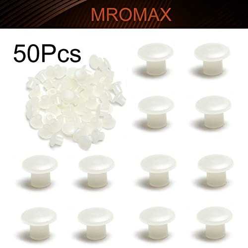 Image of MroMax 50Pcs Screw Cap Cover 3 /16inch Bottom Dia Fit for 4.5-5mm Diameter Hole Plastic Tube Cover Shelf Peg Hole Plugs for Cupboard Bookshelf Shelf Closet Cabinet Bracket Furniture Transparent White