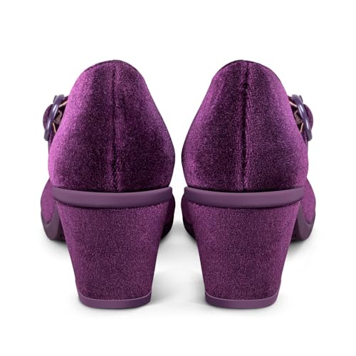 Image of Hot Chocolate Design Artistic Women's Mid Heel Strap Pumps | Block Heel Design, Vegan Faux-Leather Upper, Padded Footbed, Buckle Closure, Occasion Pumps for Women