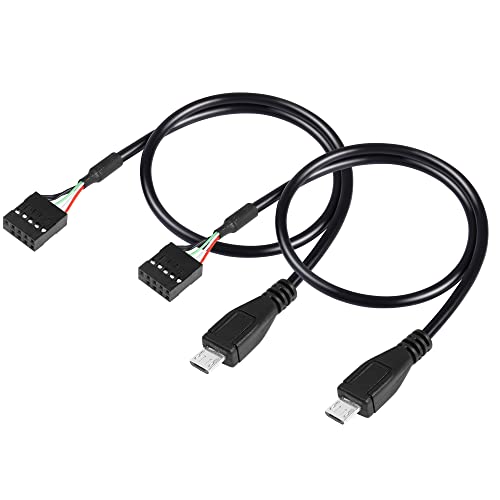 GINTOOYUN Lot de 2 connecteurs de carte mère 5 broches vers câble micro USB DuPont 19,6' connecteur de carte mère 5 broches vers connecteur micro USB câble d'extension de carte mère