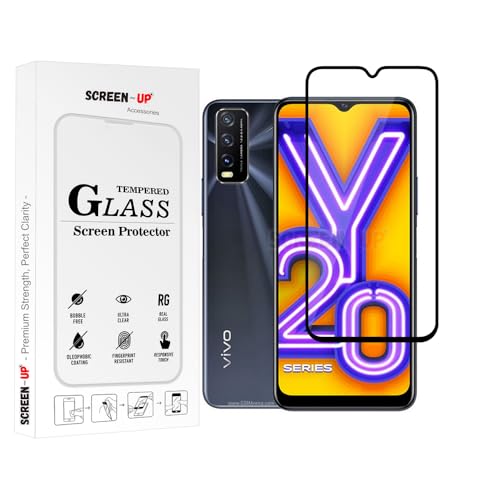 Image of ScreenUp Tempered Glass For Vivo Y20 - Ultra Clear, 9H Scratch Resistant, Full Coverage, Easy Install Screen Protector