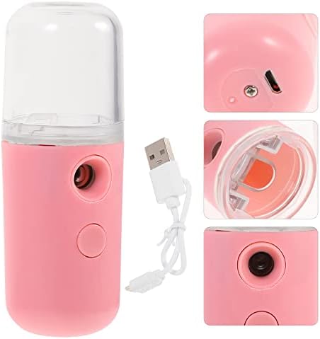 HEALLILY Handheld Facial Steamer Nano Ionic Warm Mist USB Charging Face Sauna Humidifier Makeup Device for Sauna Spa Sinuses Moisturizing Cleansing Pores Pink