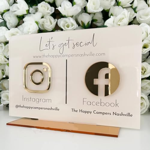 Pahdecor Personalized Custom Signs with Logo, QR Code Sign,Multi Business QR Code, Instagram App Social Media Logo Plaque,Custom Logo Sign