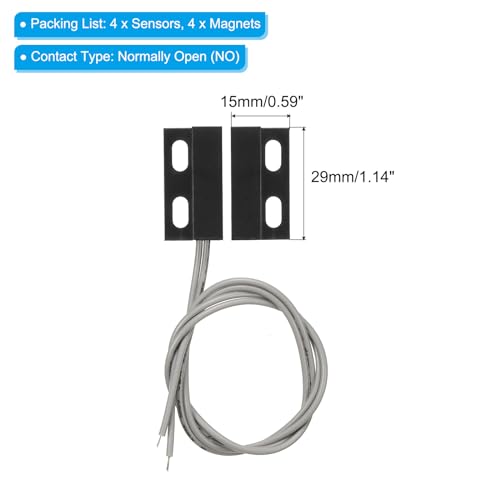 PATIKIL Magnetic Reed Switch, 4 Pack NO Wired Surface-Mounted Magnetic Contact Switch for Door Window, Black - Image 2