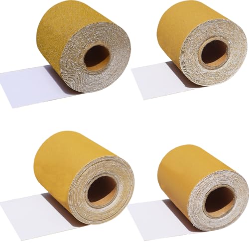 Total 20 Yards Long Continuous Roll Kit - 80 120 220 320 Grit PSA Longboard Sandpaper 2-3/4 Wide - Self Adhesive Stickyback Sandpaper for Automotive Woodworking Hand Sanding Blocks