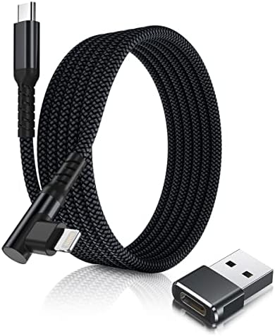 USB C to Lightning Charger Cable Right Angle 10ft with USB Adapter,Apple MFI Certified 90 Degree Type C PD Fast Charging Cord for iPhone 11 12 13 14 Mini Pro Max,SE,AirPods,iPad 8th 9th Generation