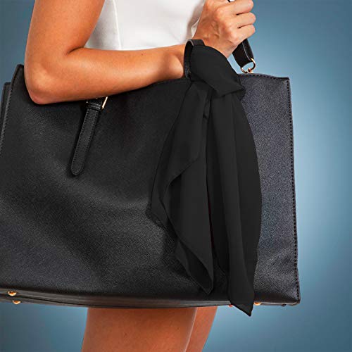 Skeleteen Chiffon Head Neck Scarf - Black Classic Retro Sheer Square Head Scarves Handkerchiefs Handbag Ties for Women and Girls4