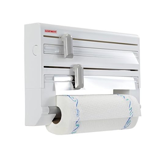 Leifheit Portarrollos de pared Parat ComfortLine para 3 rollos, porta rollos con cuchillas para un corte limpio, portarrollos de cocina de plástico