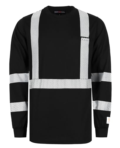 BOCOMAL FR Hi-Vis Shirts 6oz Lightweight High Visibility Reflective Flame Resistant/Fire Retardant Shirt Men's Safety Shirts