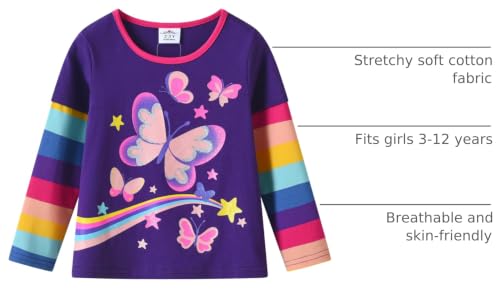 Image of VIKITA Girls Shirts Winter Long Sleeve Tops Print Tees for Girls,3-12 Years