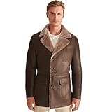 Denny&Dora Lammfelljacke - Herren Lederjacke Winterjacke Herren Pilotenjacke Herren Shearling Jacke (L, Khaki)