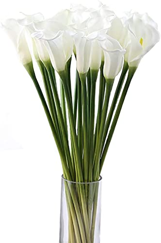 Lnhomy Artificial Calla Lily 2Ft Long Stem Fake Latex Real Touch Artificial Flower Bouquets For Bridal Wedding Home Party Décor, (Cream) #TOP7