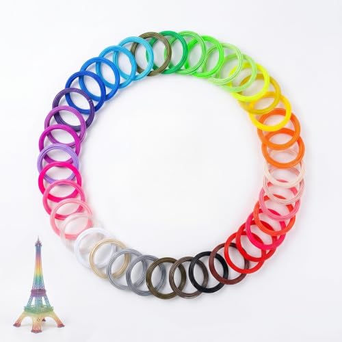 Recharges de filament pour stylo 3D, 40 couleurs PLA de 1,75 mm, 5 m par bobine, compatibles avec MYNT3D, SCRIB3D, PIKA3D, Jandi, LIHUACHEN, Yummici, WGP et la plupart des stylos 3D de 1,75 mm, ne