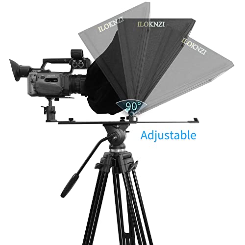 Iloknzi 18 Inch Wide Angle Large Teleprompter Plus For 15.6" 360⁰ Hinge Laptop/Tablet With Adjustable Supports Wide-Angle Camera Lens, Prompter/Wedding Shooting/Facial Capture (18"-Max) #TOP3