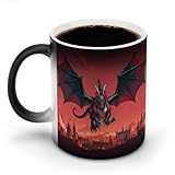 FHESDCW Cool Red Black Dragon Mug Magic Color Changing Ceramic Mug Heat Sensitive Coffee Cup with Print Design Perfect for Hot Cold Drinks Fun Gift for Wedding Birthday Mothers Day