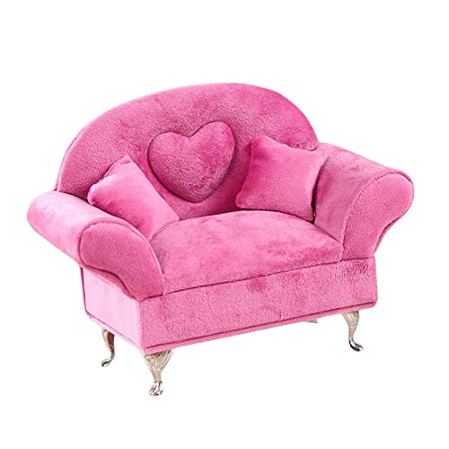 Canapé lit boîte à bijoux rose pour poupées 1/6 F Fityle avec coussins de chevet