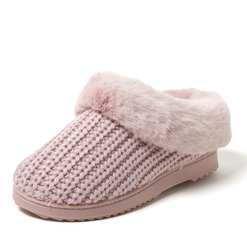 Dearfoams Women's Hannah Chenille Knit Clog Slipper- Oprah's Favorite Things 2024, Pale Mauve, 5-6