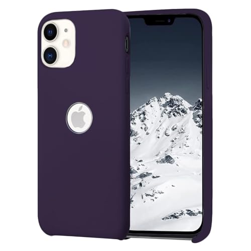 Image of VONZEE Microfiber Logo Cut Compatible for iPhone 11 Case Liquid Silicone Cases Non-Slip Full Body 4 Layer Protectives Shockproof Back with High Raised Camera Lips Deep Purple