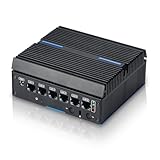 Sharevdi Lüfterloser Firewall-Mini-PC 6 x Intel 2,5 GbE i226 LAN Ethernet Intel N100 (bis zu 3,4 GHz), 8 GB DDR5 128 GB NVME SSD Netzwerk-Gateway Soft-Router AES NI/HD/COM-Test mit PF-Sense/OPN-Sense