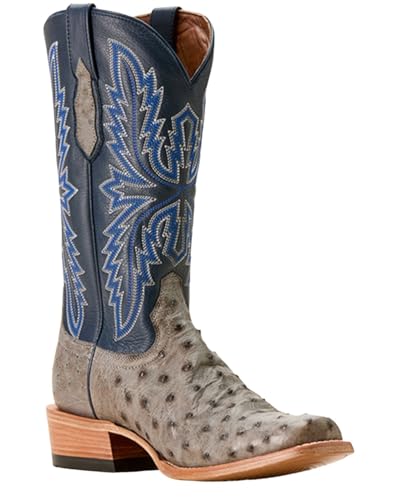 ARIAT Men's Futurity Relentless Exotic Ostrich Western Boot Square Toe - 10053826 11 EE US Grey