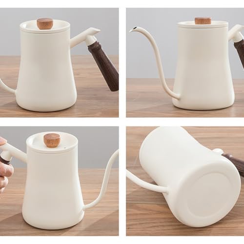 Hervidor de café de acero inoxidable con mango de madera y cuello de cisne elegante 7