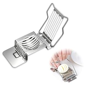 Eierschneider Edelstahl Spülmaschinenfest, Eierteiler Kartoffelschneider Eieraufschläger, Präziser Egg Slicer Mit Schneiddrähten, Eischneidewerkzeug für Eier Kiwi Erdbeeren Weiche Speisen, Silber