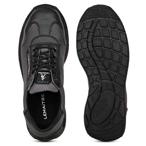 Image of PERF Oxygen M Sports Safety Shoes for Men | Steel Toe 200J | Lightweight Mesh | Anti-Puncture | Oil Resistant | Anti-Slip | Breathable Industrial Work Shoes (Black, 11)
