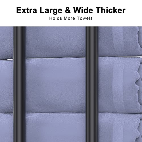 Kithold Adhesive Towel Racks For Bathroom, Wall Mounted Bathroom Towel Storage, Stainless Steel Bath Rolled Towels Holder Towel Organizer Shelf For Folded Large Towel Beach Shower Towel - Black #TOP4