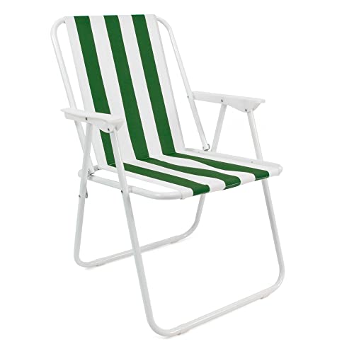 The Secret Home Silla de Playa Plegable y Ligera | Silla de Exterior para Camping, Jardín y Terraza | Estructura de Metal Resistente y Tela de Poliéster Rayas | Asiento Portátil (Multicolor)