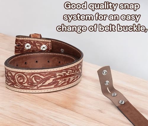 Image of F&L CLASSIC Western Belt without buckle for men - Full Grain Leather Cowboy Belts for jeans - One Piece Leather strap belt