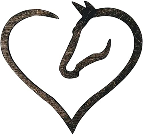 P Prettyia Horse Love Heart Figurines Ornament Wooden Sculpture for Horse Lovers