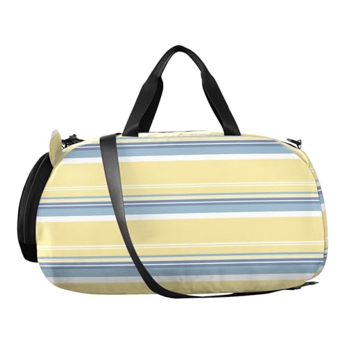 Stripe Line Yellow Kids Travel Duffel Bag for Boys Girls Overnight Weekend Tote Bag with Shoes Compartment for Dance Gym Sports2