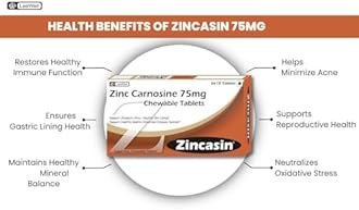 Zincasin Zinc L carnosine Supplement Chewable tablets | Strengthen Digestive tract, Laky Gut, Immunity Booster, Improve Taste buds function, Neurotransmitter Support | Healthy Skin, Acne, Hair Loss, IBS, IBD, Gastric Ulcer Support - 60 sugar free