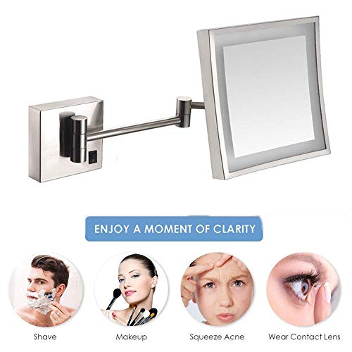 Miroir de maquillage mural LED nickel rechargeable USB