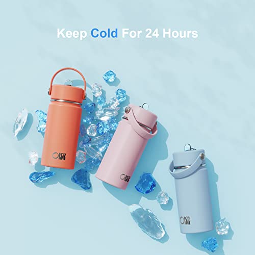 Oisiz Kids Water Bottle With Straw Lid 14Oz, Vacuum Insulated 316 Stainless Steel Water Bottles For Kids For School, Leakproof Toddler Water Bottle, Bpa Free And Keep Cold For 24 Hours, Snow #TOP3