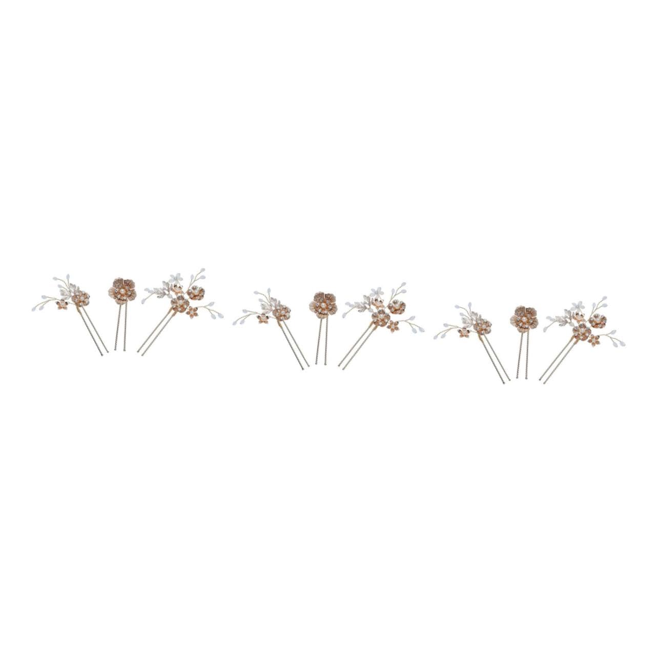 Beavorty 9stücke Teiliges Perlen U-förmige Haarnadeln Mit Strass Eleganter Haarschmuck Für Hochzeiten Und Partys Handgefertigte Braut Haarklammern Für Damen