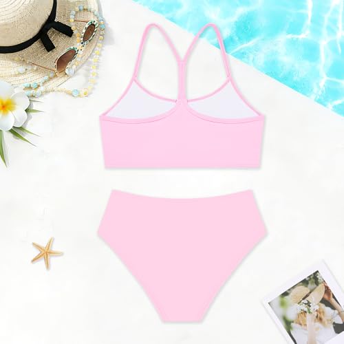 Image of Weixinbuy Girls Swimsuits Bikini Set Kids Bathing Suit Bikini Top Bottom 2Pcs Teen Girls' Swimwear Set