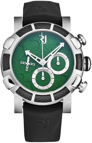 Men&#39;s &#39;Moon Dust-DNA&#39; Chronograph Green Dial Black Rubber Strap Automatic Watch RJMDCH.601.10