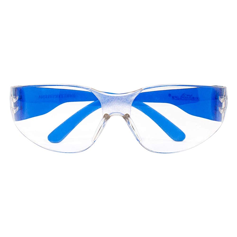 SAFE HANDLER Schutzbrille, klare Polycarbonat-Gläser aus stoß- und ballistischem Material, blaue Bügel (12 Boxen, insgesamt 144 Paar)