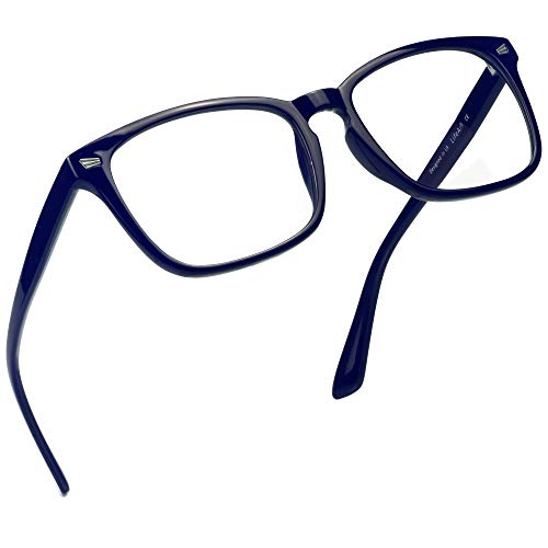 LifeArt Blue Light Blocking Glasses Women/Men Computer Reading Glasses Square Navy +1.50