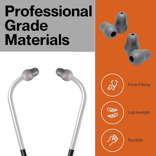 Stethoscope Ear Tips Replacement for Littmann Stethoscopes Compatible with MDF Stethoscope Ear Pieces Classic 3 Cardiology 3 & Cardiology 4,Cardiology III & IV & Littmann Stethoscope Parts (grey)