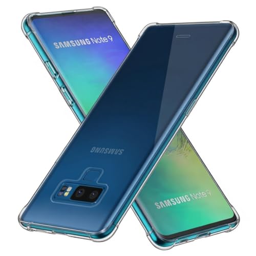 Image of Lustree Back Cover Transparent Case Compatible with Samsung Galaxy Note 9 | Clear + TPU Case with 4 Corner Air Cushion Protection & Camera Protection | Slim& Stylus Cover