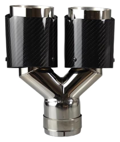 Tuyau d'échappement voiture universel en carbone double sortie 63.5mm-89mm poli brillant