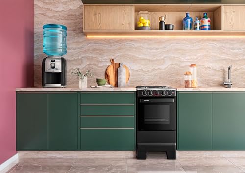 Fogão a Gás Mesa Inox e Forno 50L Limpa Fácil Esmaltec IDEAL POP F4ISP Cor Preto 4 bocas