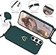CaseLover Handyband für Samsung Galaxy A56 5G/Samsung Galaxy A36 5G Hülle mit Band, Herzmuster Silikon Necklace Handyhülle mit Abnehmbar Kordel zum Umhängen Stossfest Bumper Schutzhülle, Grün