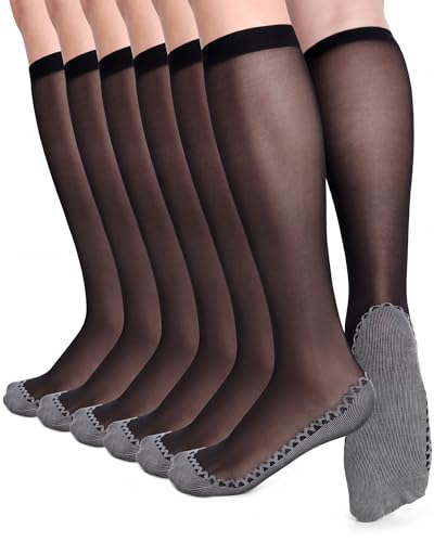 Chaussettes hautes transparentes antidérapantes et orteils renforcés