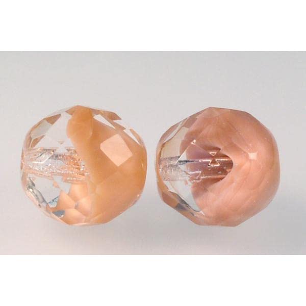Lot de 50 perles facettées polies au feu rondes 14 mm, rose opaque (76028), verre cristal de Bohême, tchéquie 15119001