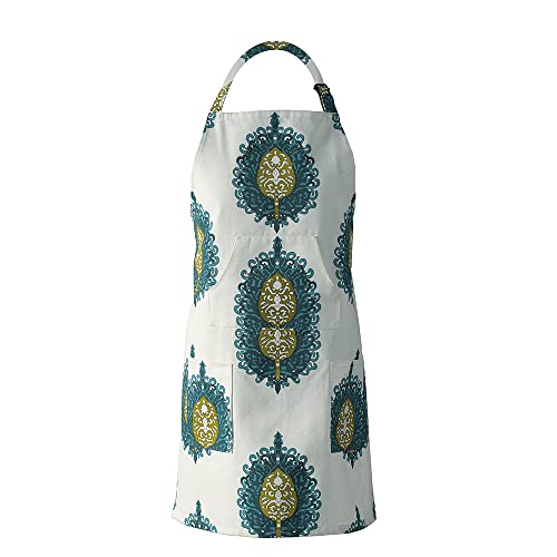 Image of HPD Half Price Drapes Aprons for Men Women with Large Pockets Adjustable Unisex PRTW-D02-AP Mayan Printed Cotton, 27 X 34 Inch, Mayan Teal