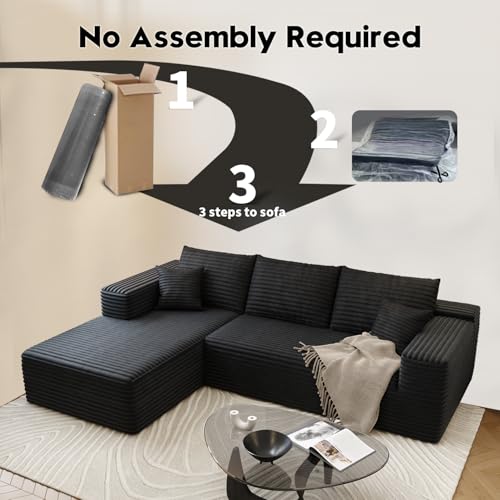 Image of Settab 95 inch Boneless Couch Modular Sectional Sofa L-Shape Lounge Cloud Couch,Flexible Module Combination for Living Room, No Assembly