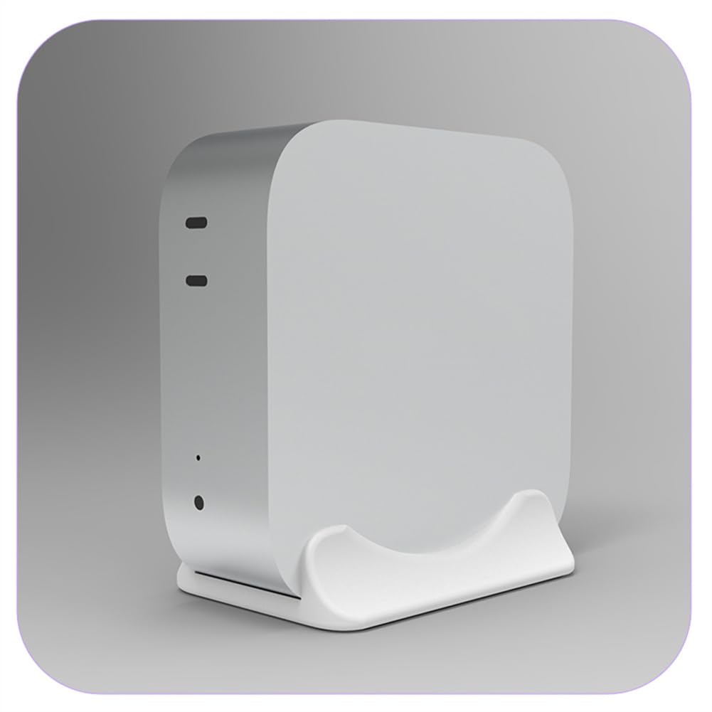 Vertical Stand for Mac Mini M4 Sturdy Anti-Slip Computer Holder Multi-function Designed Specifically for Mac Mini 2024 Vertical Holder Desktop Stand (White)